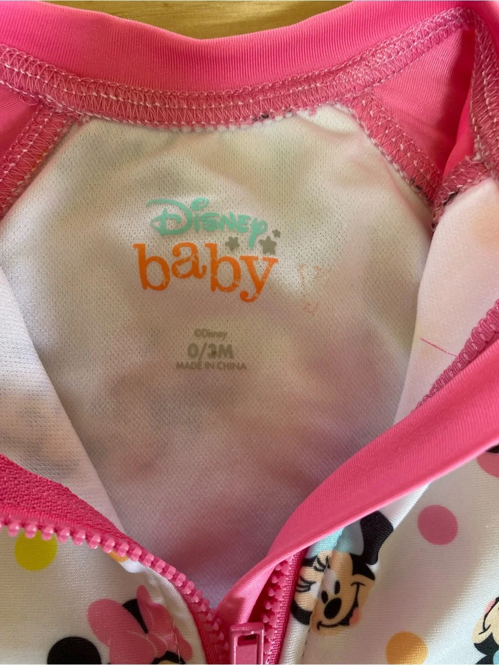 Disney Minnie Mouse Baby Swimsuit 0-3 Months One Piece Snap Infant Bathing Suit